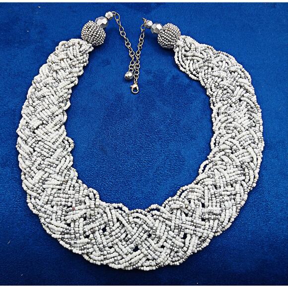 Vintage Glass Seed Bead Bib Necklace - Picture 1 of 7